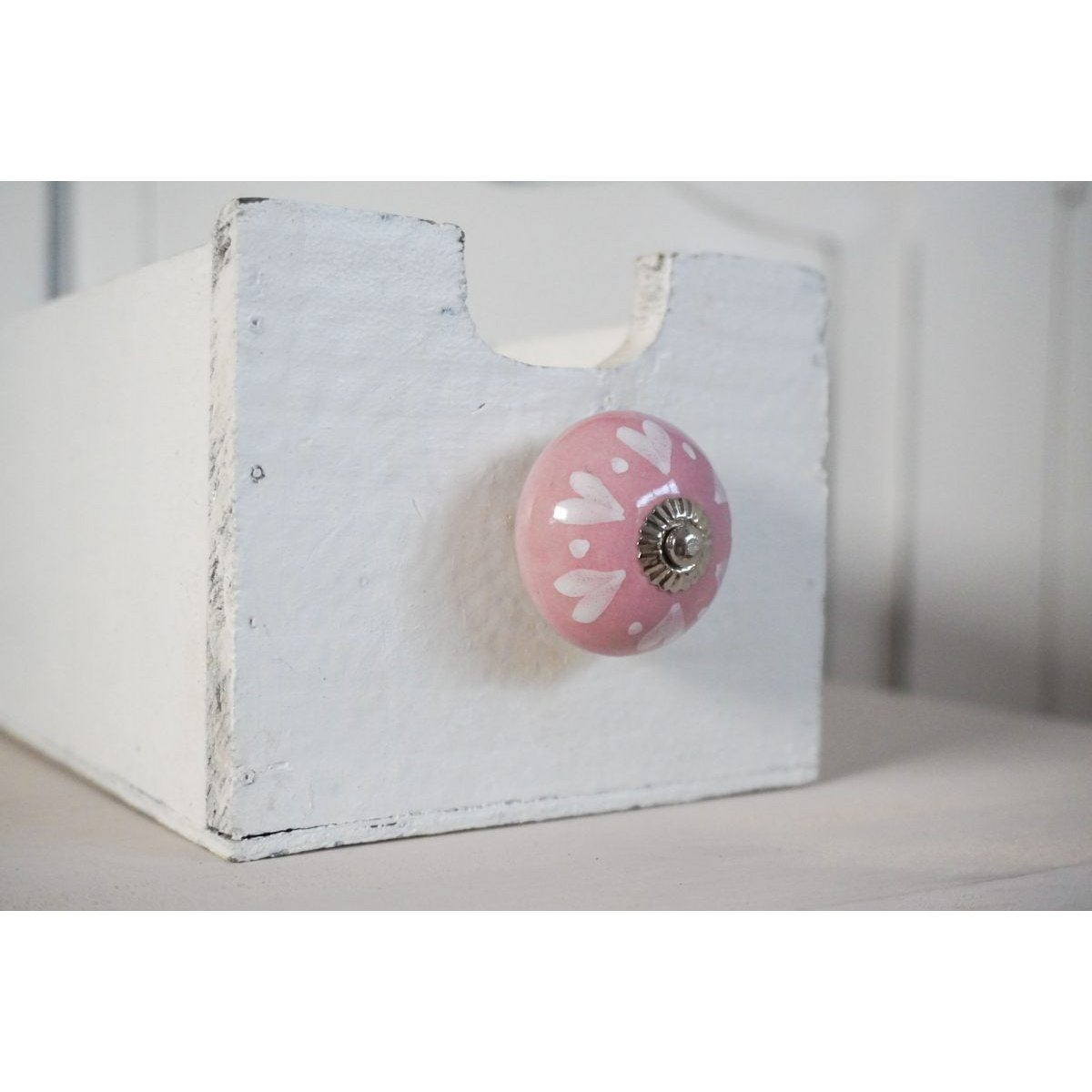 Pink furniture knob with hearts and dots 4 cm Isabelle Rose