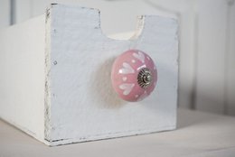 Pink møbelknop med hjerter og prikker 4 cm Isabelle Rose