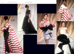 "Dior catwalk: the complete collections 69" is a fashion book showcasing Dior's runway collections. The images depict various high-fashion looks, including long black dresses, striped dresses, and other elegant, couture-style garments.