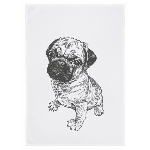 Theedoek wit, MOPS, grijs
