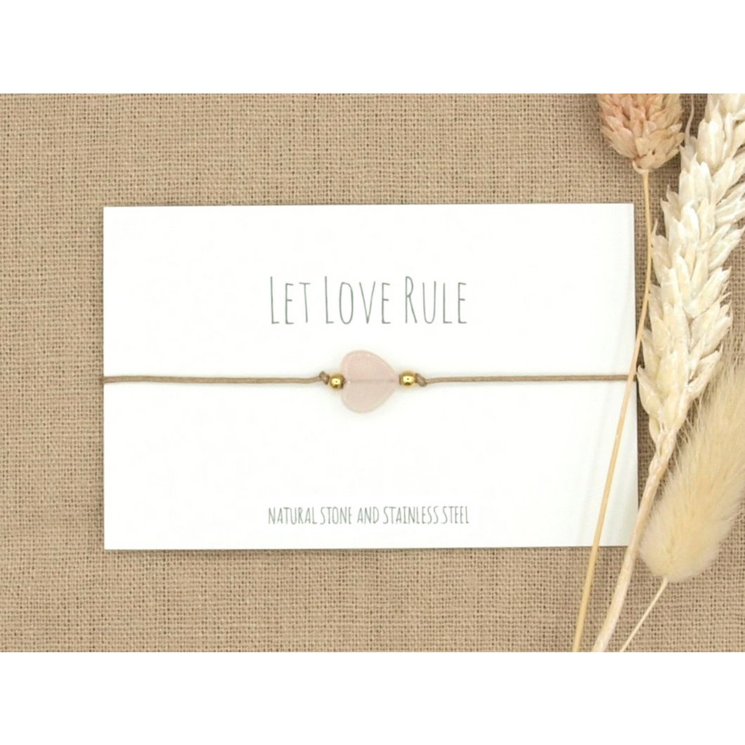 Armband love rozenkwarts goud,zilver RVS