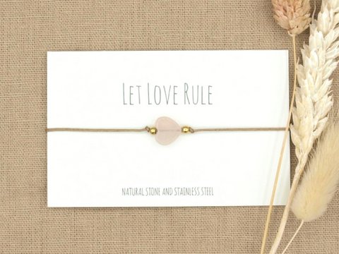 Armband love rozenkwarts goud,zilver RVS