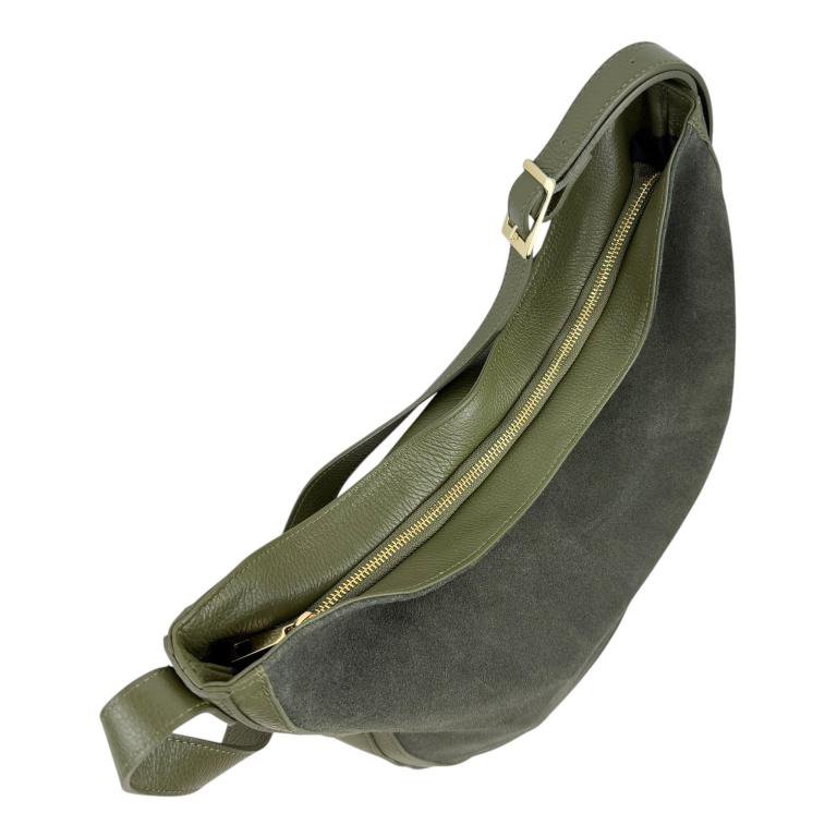 Leren Hobo-schoudertas met gespleten leren voorkant 58071