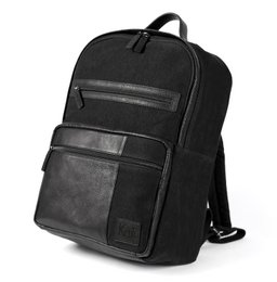 K0023AB | Notebook Backpack in Canvas/Genuine Leather, full grain, flywheel - Color Black. Antiqued Nickel Accessories, Zip Closure. Dimensions: 29 x 40 x15 cm. Packaging: Tnt bag