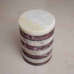 Table Basse Marbre Rouge et Onyx Blanc