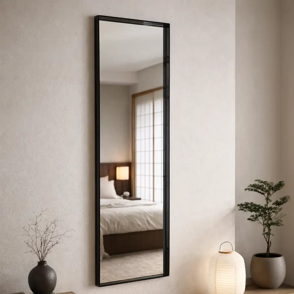 Passpiegel Zwart 40x135 cm – Transparant Plexiglas Frame - Modern Design