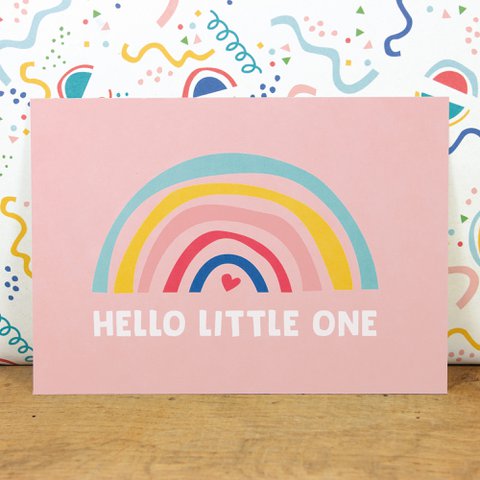 Postkaart "Hallo Little One" (roze) gemaakt van gerecycled papier