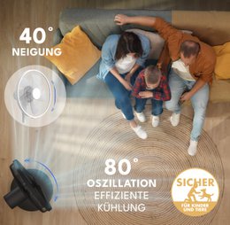 Ventilatore da terra silenzioso LIFETIME - con telecomando e display LED e 5 modalità I Risparmio energetico oscillante I Ventilatori Ventilatore da terra silenzioso per soggiorno camera da letto