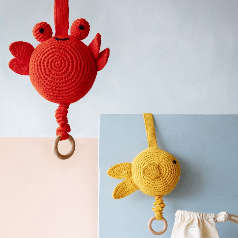 Crochet Music Box Fish Yellow