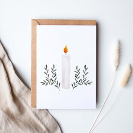 Folded card "Christmas candle white"