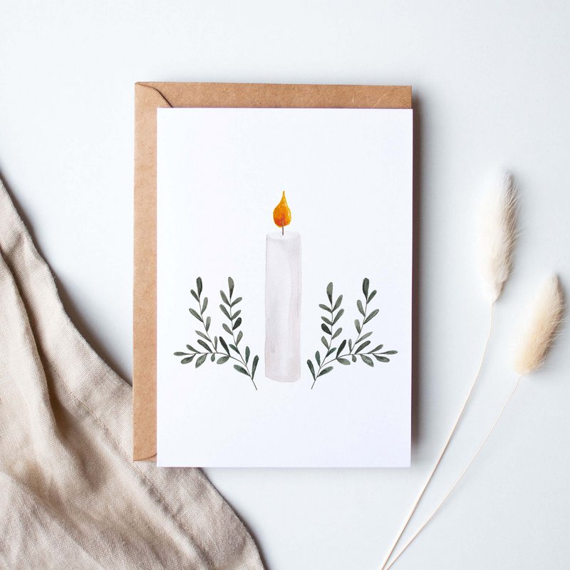 Folded card "Christmas candle white"