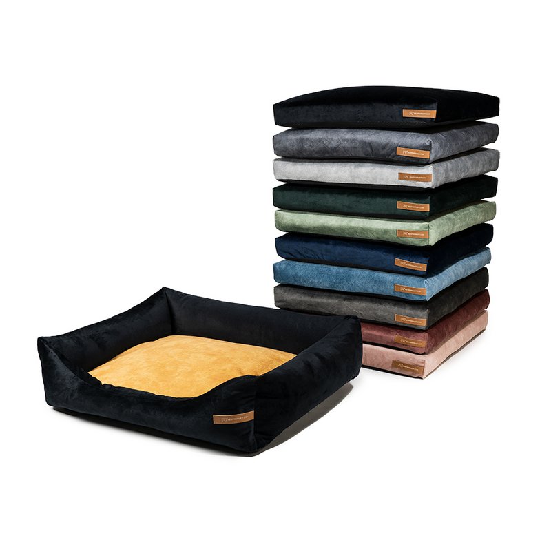 "Otto" black dog bed with orthopaedic mattress