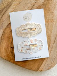 Fermaglio per capelli a bolle - Fiori beige