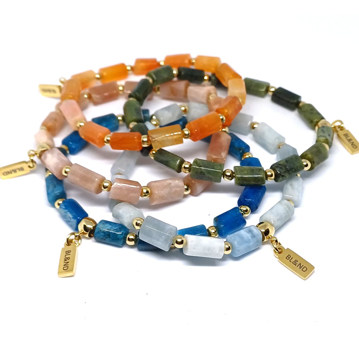 Edelsteen kolom stretch armband