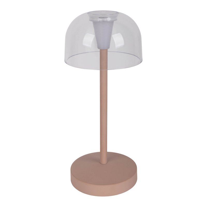 2-er Set LED battery table lamp "Gomba" for outside and inside, made of metal and plastic in Frosted Almond, 18.5 cm high