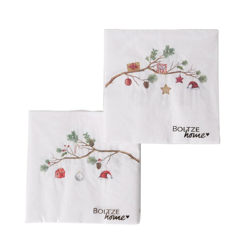 Serviettes branche de Noël 20 pcs.