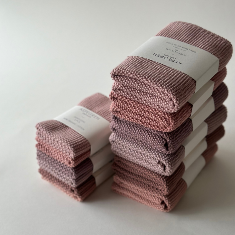 Knitted Kitchen Towel – Solid – Wood Rose