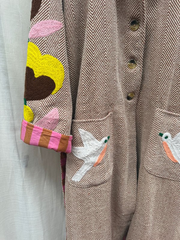 TOUT - Cappotto con uccelli in tweed