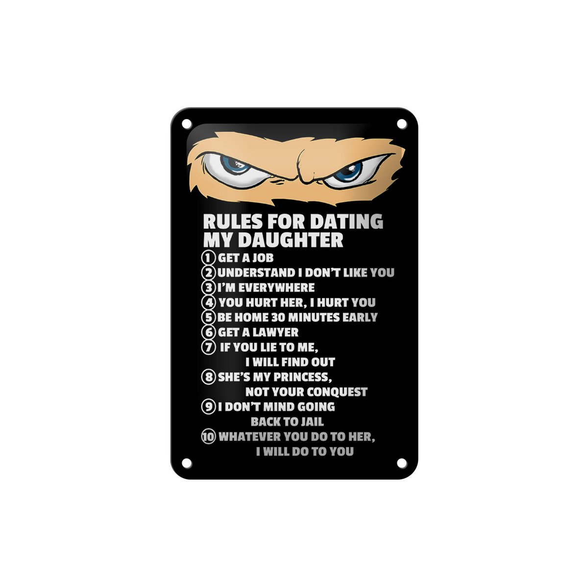 Blechschild Spruch 12x18cm Rules for dating my daughter Ninja Schild