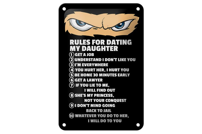 Blechschild Spruch 12x18cm Rules for dating my daughter Ninja Schild