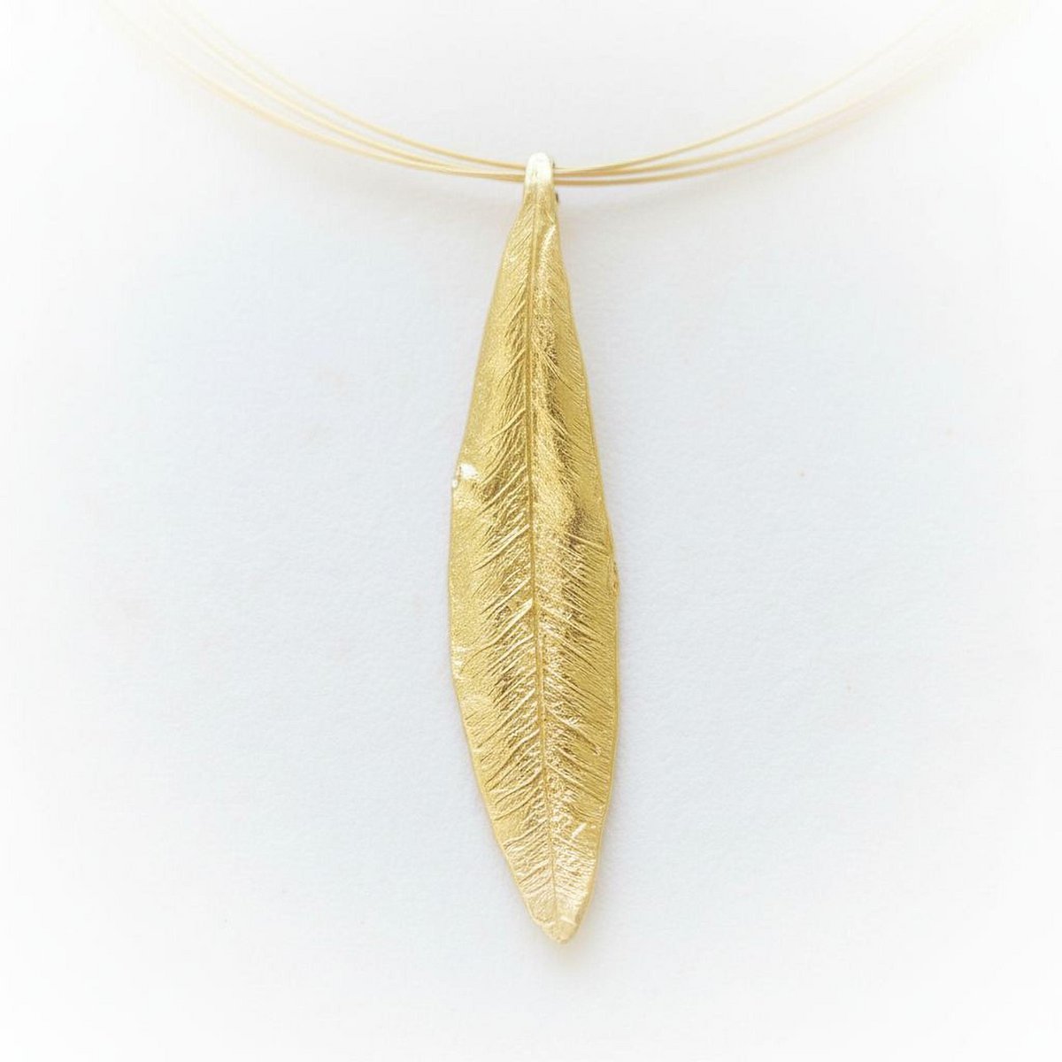 Gold Olive Leaf Pendant, Handmade Nature Jewelry, Organic Tree Necklace, Gift for Luck & Longevity, Eco Sustainable Sterling Silver 925