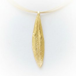 Gold Olive Leaf Pendant, Handmade Nature Jewelry, Organic Tree Necklace, Gift for Luck & Longevity, Eco Sustainable Sterling Silver 925