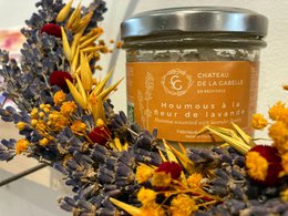 Hummus with organic lavender flower