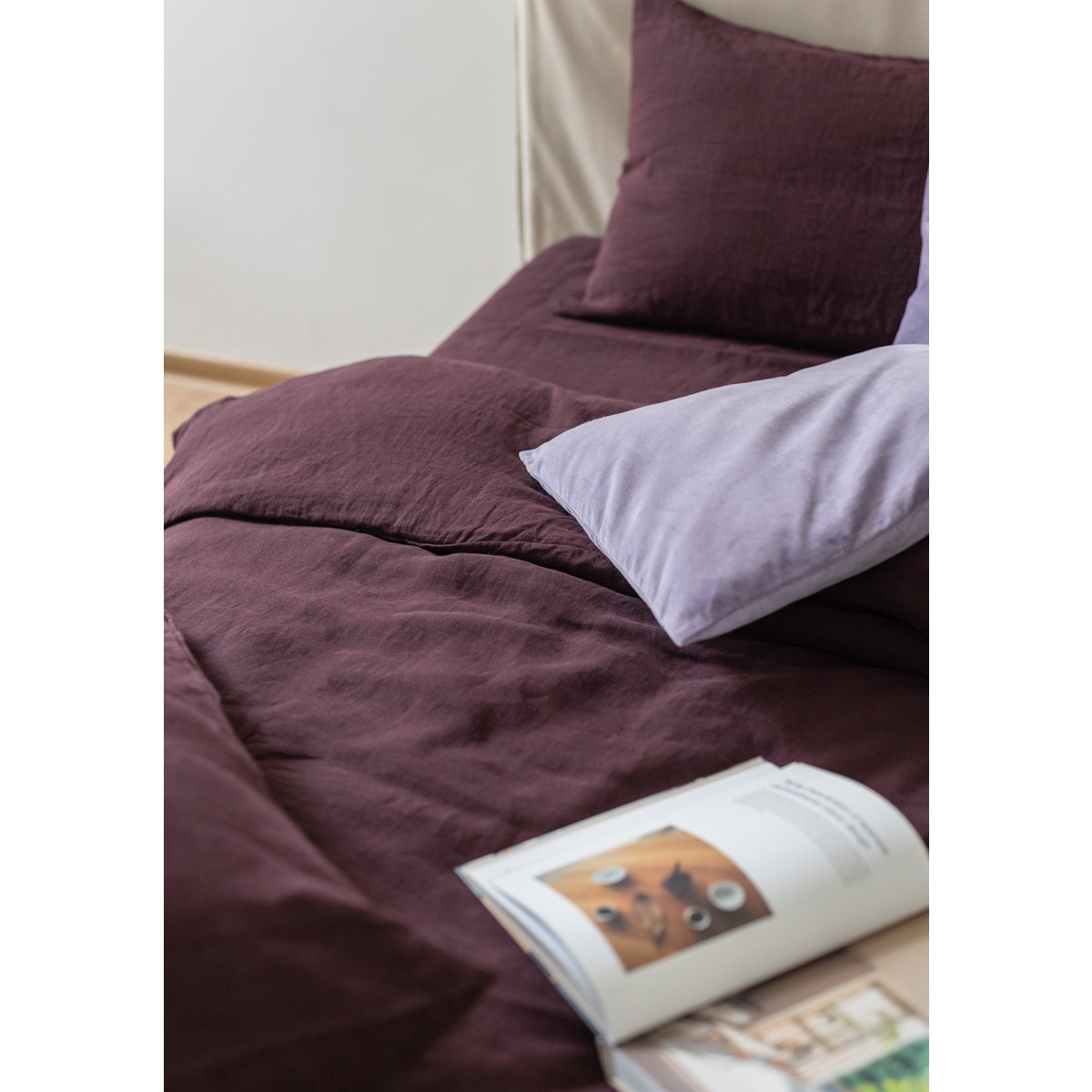 Deep Purple Washed Linen Pillow Case