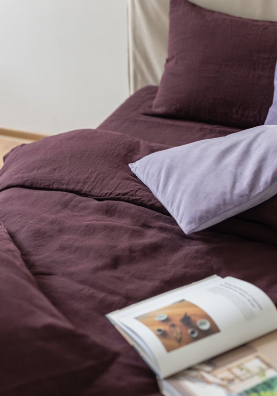 Deep Purple Washed Linen Pillow Case