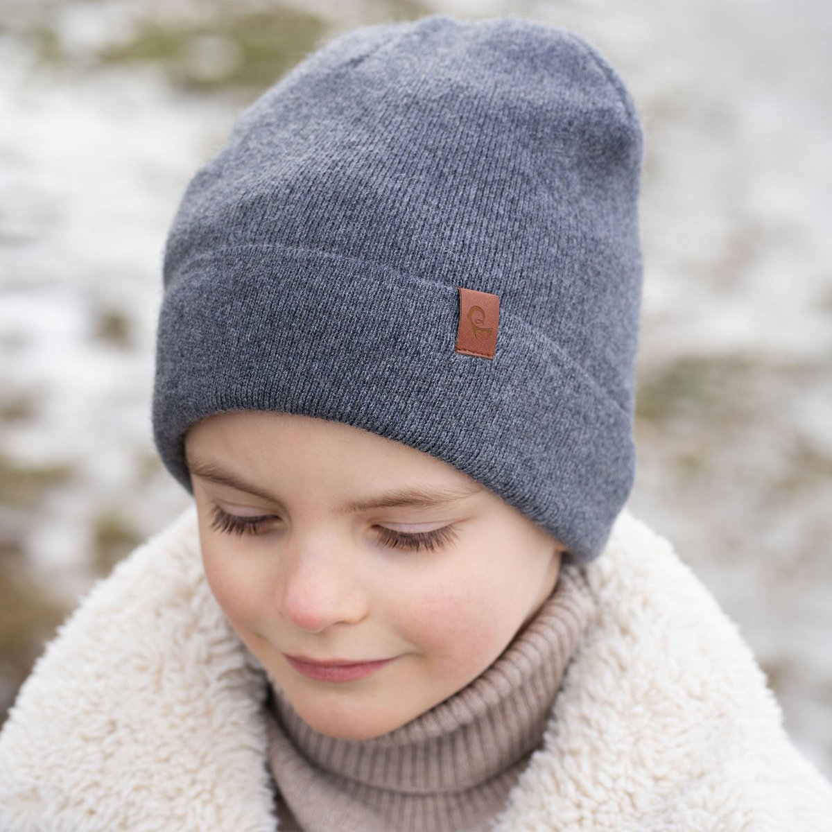 Beanie strikket Merino & Cashmere til børn