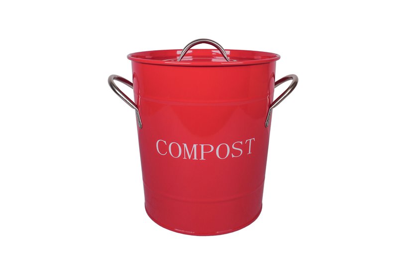 Cubo de compost rojo con puntos blancos 21x19 cm