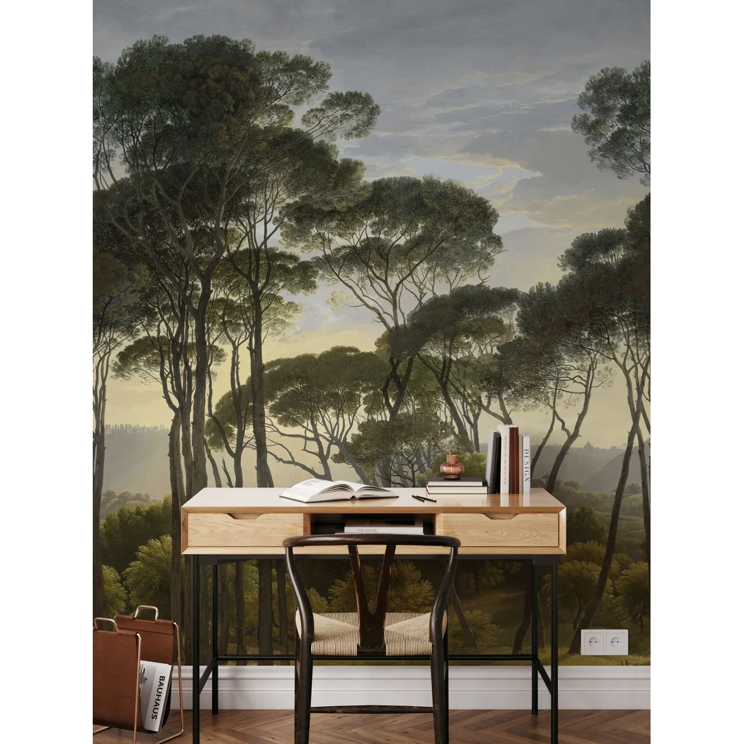 Victoriaans vintage boomlandschap behang