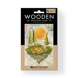 Familiefeest Houten gevouwen wenskaart
