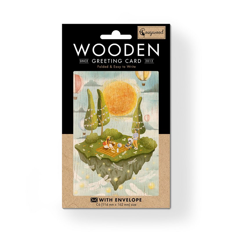 Familiefeest Houten gevouwen wenskaart