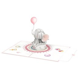 Baby elefant (lyserød) pop-up kort