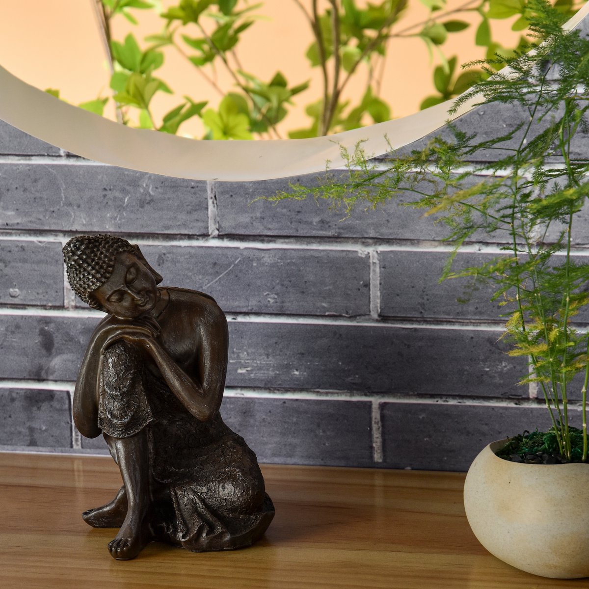 Estatua de Buda pensador tailandés - Decoración Zen y Feng Shui - Objeto de la suerte - Idea de regalo Zen - Decoración