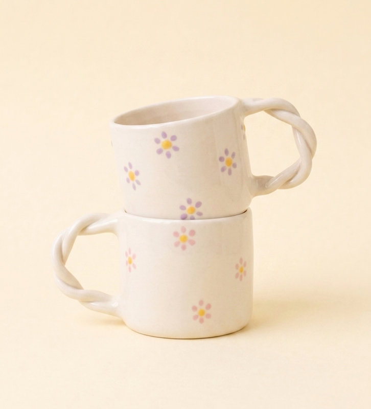 Tazza Noosa – Tazza in ceramica fatta a mano con manico intrecciato 300 ml