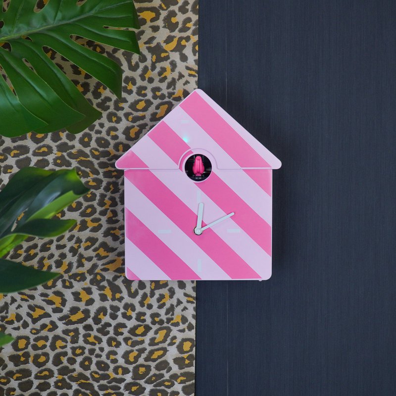 Orologio- Cut orologio da parete Cucko-Stried Pattern/Pink- 24x27x9cm