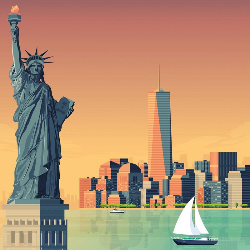 Cartel de Nueva York del vintage | Póster Ciudad Nueva York EE.UU.