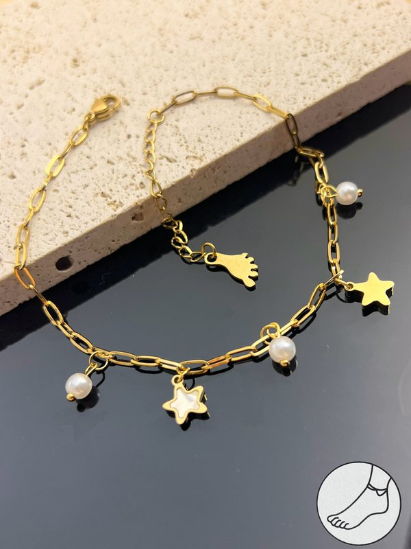 Akvil -Kette Mutter -pearl -Edelstahl, Perle und Mutter -Of -Pearl