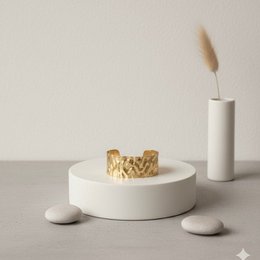 AURORA CUFF – Bracelet Rigide Or Martelé Etanche