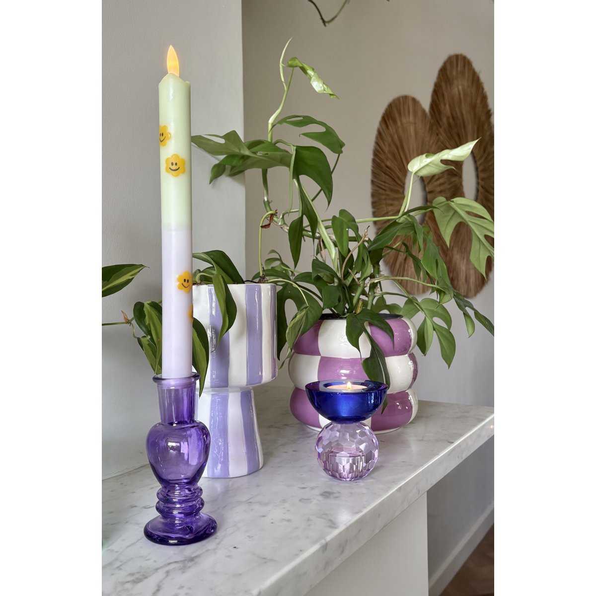 Candlestick Venice Purple - Set of 2 - 11.3cm
