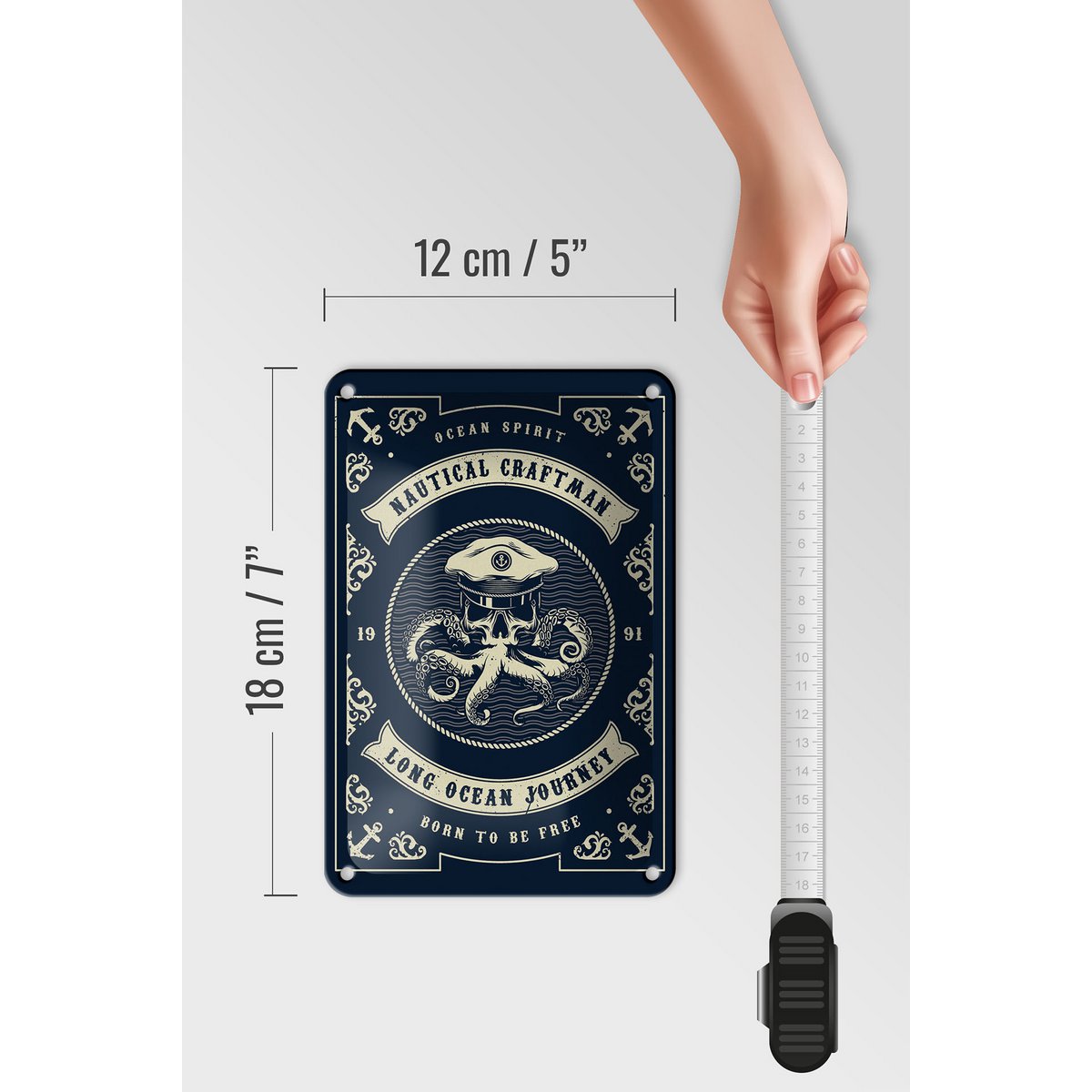 Tin Sign Seafaring 12x18cm Natural Craftman Ocean Decoration