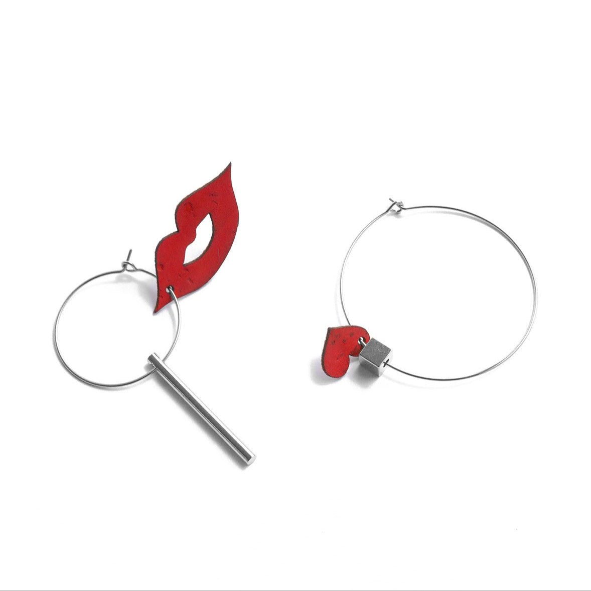Argent Kit Glam' (Créoles+breloques en liège+charms)