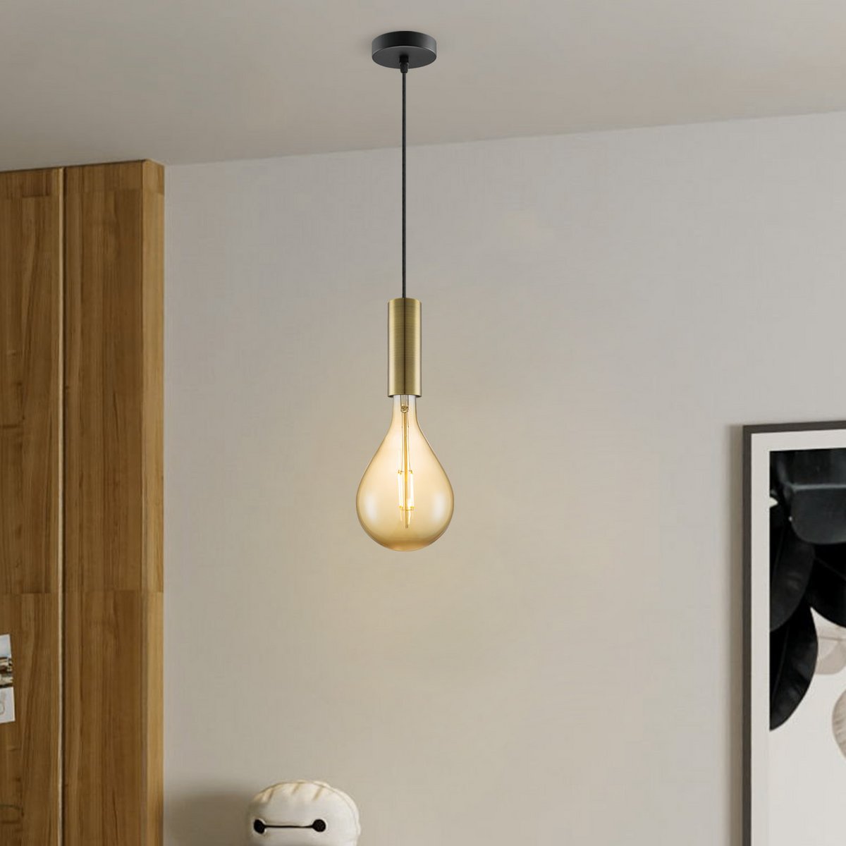 Home Sweet Home hanglamp brons Saga Pear - G160 - dimbaar E27 amber
