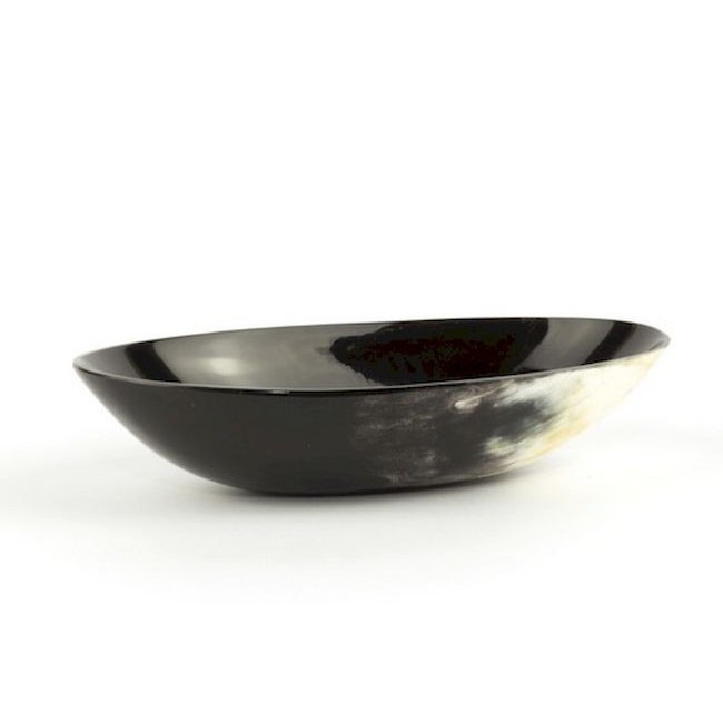 Coupe ovale en corne noire marbrée
