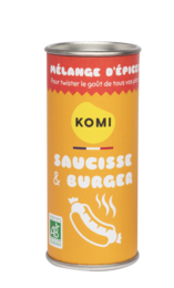Spice mix for sausage and burger, containing a blend of savory seasonings.