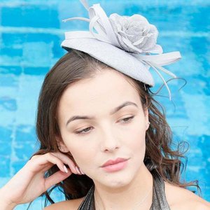 Ruby Rocks Corona Fascinator - Grey