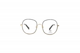 Rectangular metal eyeglasses with gold-colored frames.