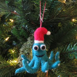 Décoration suspendue d'arbre de poulpe de Noël biodégradable en feutre fait à la main